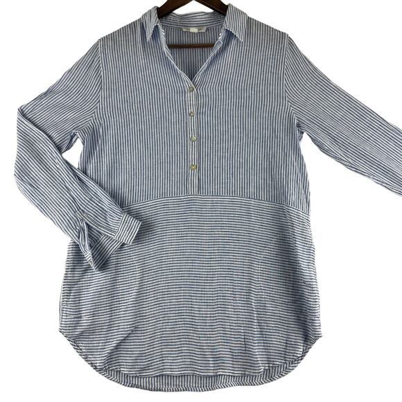 BeachLunchLounge Collection Micro Stripe Tunic SZ SM Cotton/Linen EUC💗 - Picture 1 of 8